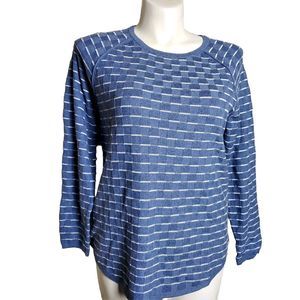 MSRP $40 Karen Scott Cotton Boxstitched Curved-Hem Combo Blue Size L